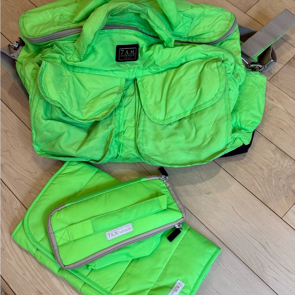 7AM Enfant Neon Green Diaper Bag Set
